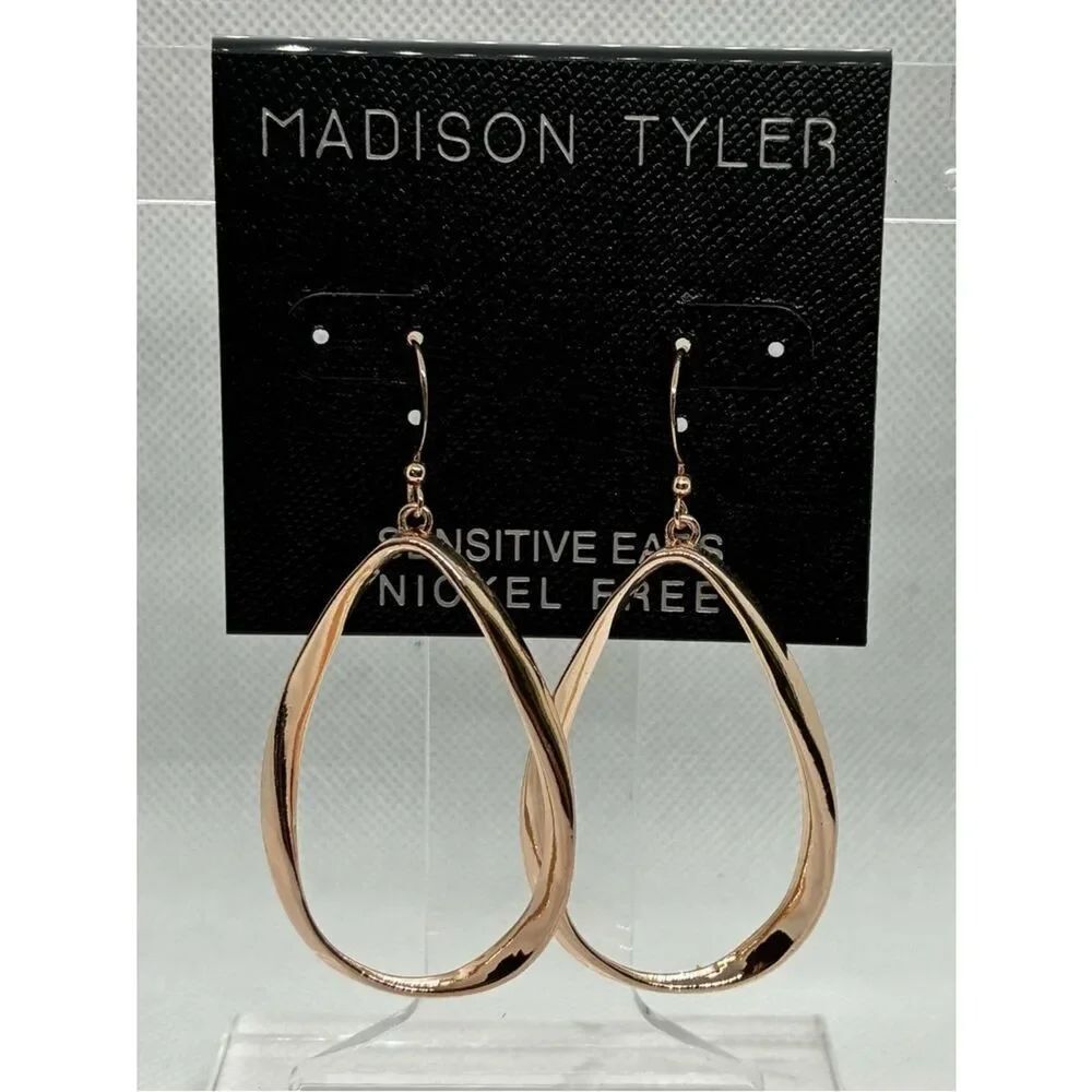 3For$20 Madison Tyler Rose Gold Open Teardrop Dangle Earrings